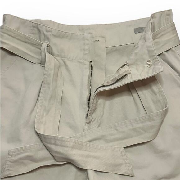 ALLSAINTS Cala Paperbag Belted Shorts Pleated Frayed Hem Beige Ivory High Rise - Picture 9 of 12